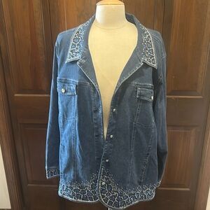 Blue bedazzled denim jacket